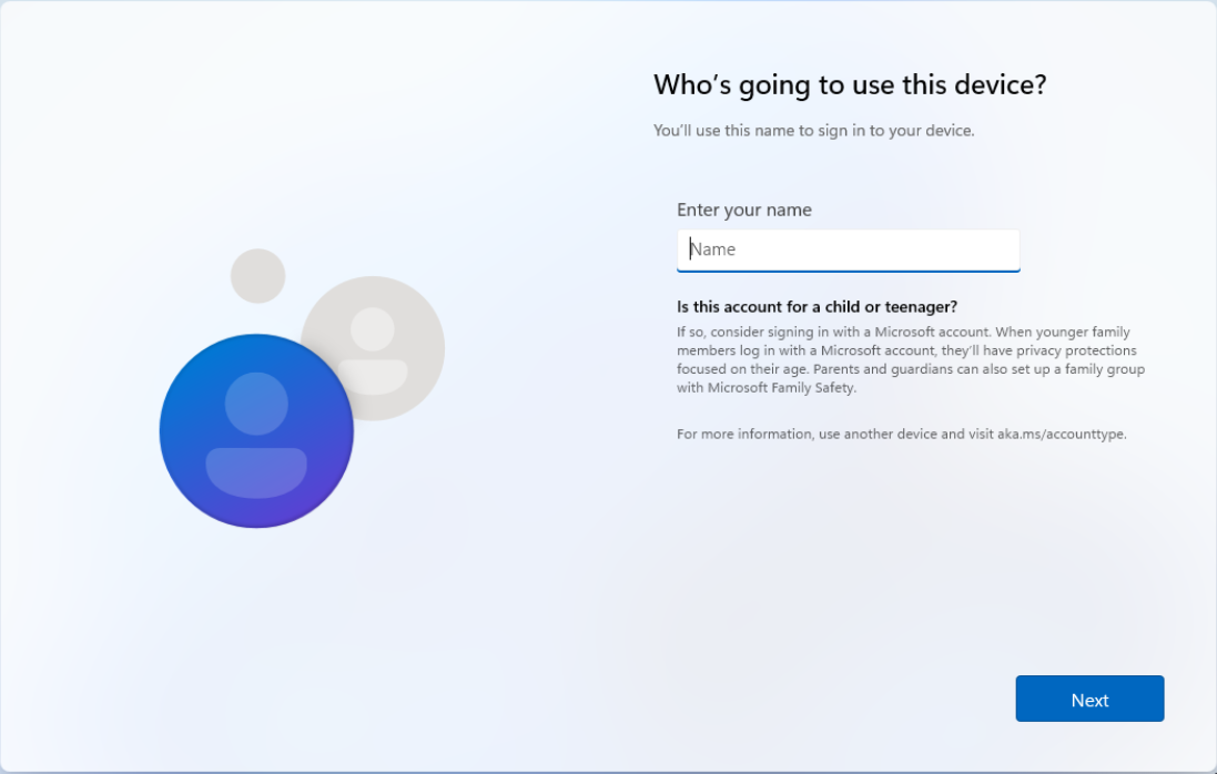 Install Windows 11 with a Local User Account